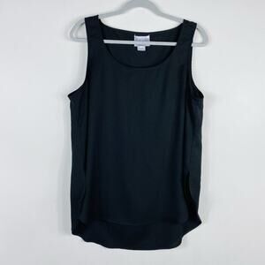 Marla Wynne For Chico's Size Large High-Low Sleeveless Blouse Top Black